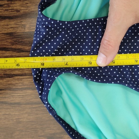 Azura Two Piece Halter Top Bikini BathingSuit Halter Tie Neck Navy Polka Dot Mix - Picture 13 of 13